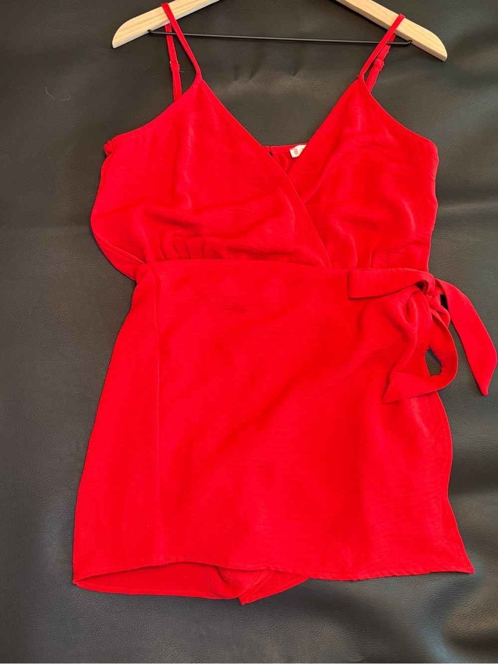Red Wrap Mini Dress Romper with Tie